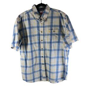 Wrangler George Strait Mens Button Up Shirt Cowboy Cut Plaid Blue Yellow XL?